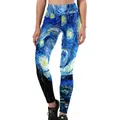 Leggings da yoga donna con stampa artistica Notte Stellata di Vincent van Gogh - S / Pantaloni d'Arte Notte Stellata