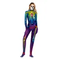 Damen Jumpsuit mit Regenbogen-Skelettdruck und realistischem Herz-Design für Halloween - S / Regenbogen Skelett (WB141-004)