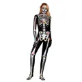 Halloween Skelett-Jumpsuit für Damen mit bunten floralen Knochenmustern - S / Buntes Blumen Skelett (WB141-002)