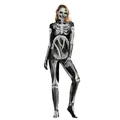 Mono de esqueleto de Halloween para mujer con estampado realista de huesos sobre tela negra - S / Estilo De Estampado De Esqueleto (WB141-003)