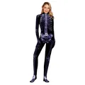 Skeleton Digitaldruck Bodysuit mit lila Leuchteffekt und Ganzkörperabdeckung - S / WB141-010