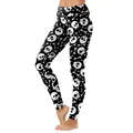 Leggings negros de cintura alta con estampado de calaveras de dibujos animados - S / Estampado de calavera negra (WKYK1014)