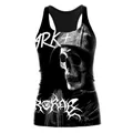 Damen 3D Totenkopf Print Tank Top mit Racerback Design für Sommer Strand oder Yoga Fitness - S / Kapuzen-Skelett Stil (WDBS1031)