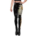 Leggings yoga Halloween da donna a vita alta con stampe di ragnatele e scheletri - Taglia S / Nero con Stampa Halloween (B230-1018)