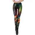 Leggings Halloween pour femmes avec imprimé graffiti citrouille et forêt hantée - S / Forêt Sombre de Citrouille Brillante (WKDK1082)