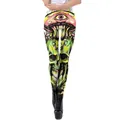 Legging taille haute pour femme avec imprimé numérique champignons et crânes - S / Crâne de Champignon Surréaliste (WKDK1087)
