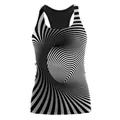 Damen Racerback Tank Top mit schwarz-weißem 3D-Spiral-Optik-Illusion-Druck - S / Schwarz-Weiß Optische Täuschung (WDBS1029)