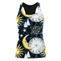 Damen Racerback Tanktop mit himmlischen Sonnen-, Mond- und Astrologie-Konstellationsmustern - S / Astrologie Tierkreis Stil (WDBS1041)