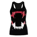Canotta yoga nera da donna con stampa 3D creativa di zanne di vampiro per Halloween - Stile Zanne di Vampiro Rosso e Bianco (WDBS1038)