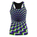 Canotta da donna con stampa geometrica 3D a illusione ottica viola e verde - Stile Geometrico Viola Illusione 3D (WDBS1042)