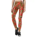 Women's Christmas high waist yoga leggings with festive red and green vintage floral print - Red Vintage Floral (SKYK007)