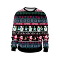 Detail van de XMAS digitale print met Kerstman en rendieren op het kerstsweatshirt - M / Kerstprint Stijl (SB102-026)