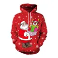 Rode kersthoodie met kerstman- en clownprint voor de feestelijke kerstperiode - M / Kerstman Jack-in-the-box Stijl (SB101-131)
