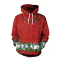 Christmas 3D print hoodie in red featuring festive lights and wreath patterns - M / Red Christmas Print (SB101-018)