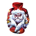 Rode herenhoodie met 3D-zombie-kerstmanprint, capuchon met trekkoord en feestelijk design - M / Donkere Realistische Kerstman Stijl (SB101-105)