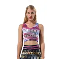 Women's Christmas star galaxy yoga set featuring snowflake print vest and leggings - S / Purple Galaxy Christmas Print Outfit (SB03001)