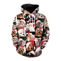 3D Hoodie με ψηφιακή εκτύπωση χριστουγεννιάτικων σκύλων που φοράνε σκουφάκια Άγιου Βασίλη - Στυλ Κολλάζ με Κατοικίδια (SB101-096)