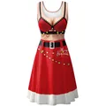 Women sleeveless Christmas print midi dress featuring funny holiday bikini pattern - Funny Bikini Style (B220-1002)