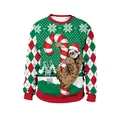 Sweat de Noël avec imprimé paresseux et texte Slo Ho Ho sur fond blanc épuré - M / Impression de Paresseux de Noël (SB102-074)