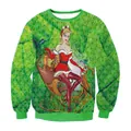 Groene kersttrui voor dames met 3D digitale pin-up print en patronen met kleine sterren - S / Heldergroene Vintage Pin-up Kerstvrouw Stijl (SWYL031)