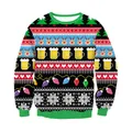 Damen-Weihnachtssweatshirt mit Rentier- und Weihnachtsbaummotiv auf weißem Hintergrund - S / Ugly Christmas Print Muster (SWYS053)