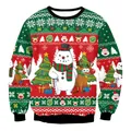 Christmas snowman and reindeer print crewneck sweatshirt in festive red and green - S / Christmas Pattern Style (SWYS087)