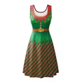 Damen Übergröße Weihnachts-Elf-Kleid mit grünem ärmellosem Design und Streifensaum - S / Weihnachtself-Stil (B220-1001)