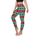 Women's high waist Christmas leggings with Ugly Christmas patterns and snowflakes - Ugly Christmas Sweater Style Snowflake Text Print (B230-1035)