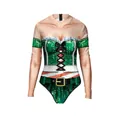 Women's long sleeve one-piece swimsuit with 3D Christmas elf digital print pattern - S/M / Top And Bottom / Green Elf Style (SB120-1001)