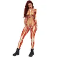 Women's 3D human anatomy digital print jumpsuit with long sleeves for Halloween - S / Human Muscle Anatomy (B142-279)