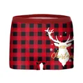 Women's Christmas buffalo plaid boxer briefs with reindeer print and Merry Christmas text - S / Red Black Plaid Reindeer Style (SB234-1015)