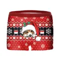 Christmas themed women's boxer briefs with festive dog prints and red glitter waistband - Beagle Pokeball Style (SB234-1016)