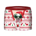 Men's Christmas reindeer and dog print boxer briefs with shiny red waistband and snowflake pattern - S / Nordic Pattern Dog Style (SB234-1017)