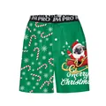 Bóxer de hombre verde con pug navideño, bastones de caramelo y texto de Feliz Navidad - Estilo Pug de Navidad Verde (SB233-1011)