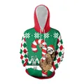 Green Christmas hoodie with festive sloth print and Slo Ho Ho text design - M / Festive Sloth Style (SB128-1004)