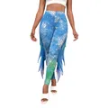 Women's mermaid scale leggings with 3D fins and blue green gradient pattern - S / Blue Green Gradient (B242-1003)