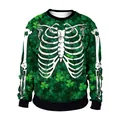 Sweat vert de la Saint-Patrick avec imprimé cage thoracique et motifs trèfles - M / Style Squelette de Trèfle Vert (B102-085)