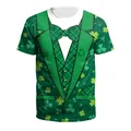 St. Patrick's Day heren T-shirt met groene smoking 3D-digitale klaverafdruk - S / Tuxedo Pak (B129-9319)