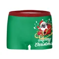Christmas boxer briefs with pug in sleigh print, green festive holiday underwear - S / Pug Sleigh Style (SB234-1013)