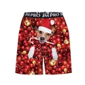 Men's festive red boxer shorts featuring a Christmas puppy and holiday ornaments - M / Red Christmas Puppy Style (SB233-1008)