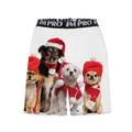 White men's boxer briefs with festive Christmas dogs print and elastic logo waistband - S / White Christmas Dogs Style (SB233-1007)