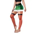 Pantalon de yoga de Noël pour femmes avec imprimé jupe de lutin numérique 3D - S / Trompe L'œil Jupe à Paillettes Bas Résille Rouge Imprimé (B230-1036)