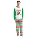 Men's Christmas pajamas set with Santa print and Fair Isle reindeer pattern pants - S (Men) / Top And Bottom / White - Santa (Style 1007)