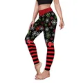 Leggings de Noël pour femmes avec imprimé flocon et taille en V rouge style festif - S / Taille Haute Noire en V Flocon de Neige Nœud Imprimé (B230-1038)
