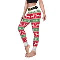 Leggings de yoga de Noël avec motifs festifs de rennes et de flocons et imprimé ceinture - S / Noël Nordique Renne Flocon de Neige Simulation Ceinture (B230-1040)
