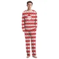 Kerst pyjama set voor heren met Merry Christmas print en feestelijk sneeuwvlok patroon - S (Heren) / Boven- En Onderstuk / Rood en Wit Kerstman Stijl
