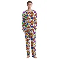 Men's Christmas pajama set featuring colorful ornament print on a long-sleeve top and pants - L (Men) / Top And Bottom / Colorful Ornaments Style