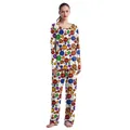 Women's pajama set featuring festive colorful Christmas bauble digital print pattern - M (Women) / Top And Bottom / Colorful Ornaments Style