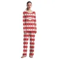 Christmas pajama set with Merry Christmas print and festive snowflake patterns - S (Women) / Top And Bottom / Red and White Santa Style