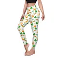 St. Patrick's Day high-waisted leggings with shamrock and rainbow prints for women - S / White Shamrock Rainbow Print (B230-1057)